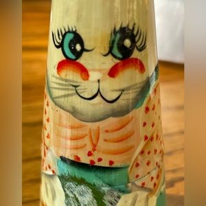 Sweetest little vintage hand painted bunny container.  Please see pics